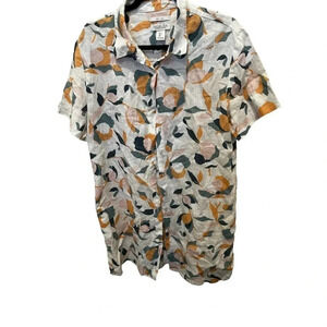 Rachel Zoe Women's Multicolor 100% Linen Dress Natural Beige Floral dress Size L